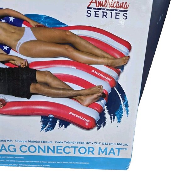 Swimline Set of 2 American Flag 72.5"  Connector Floats Mats Patriotic Ergo Wave - Picture 4 of 7